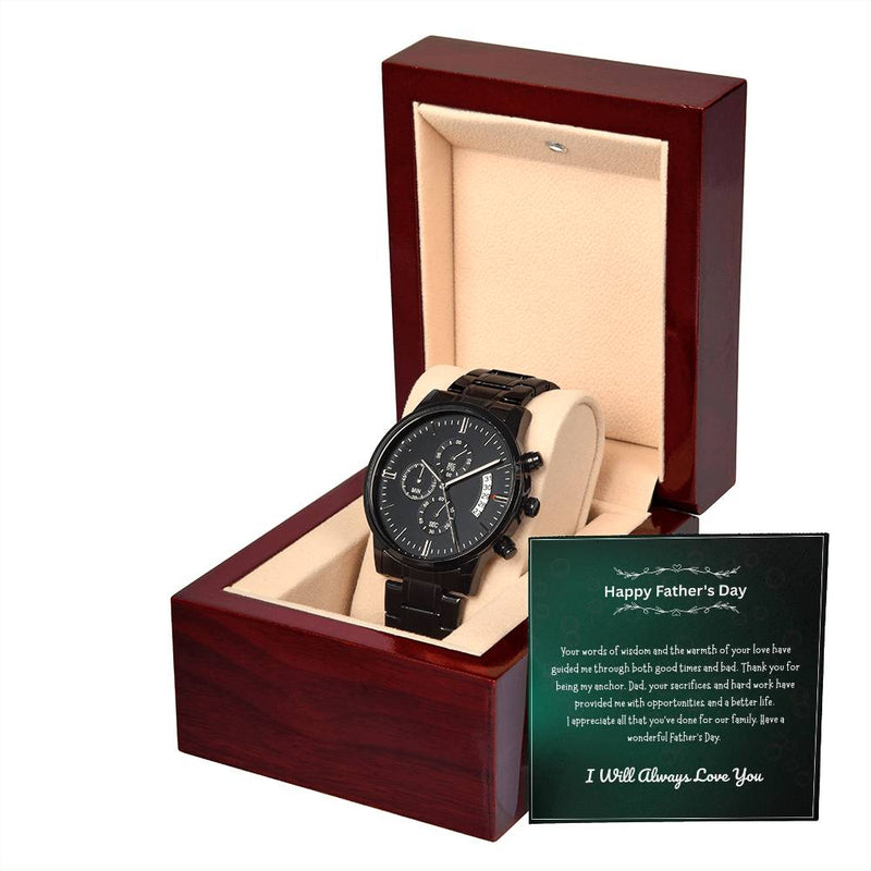 Black Chronograph Watch – Happy Father’s Day Gift Set