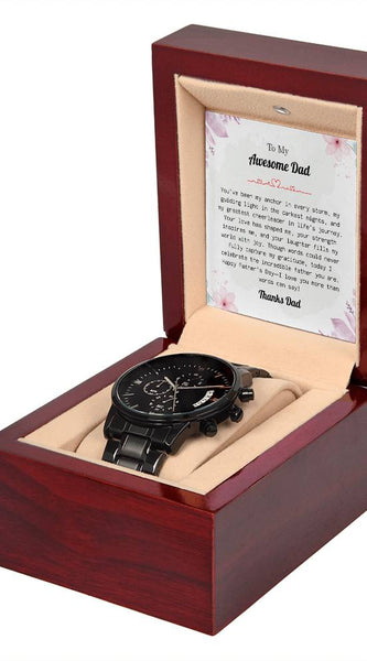 Luxury Black Chronograph Watch – To My Awesome Dad