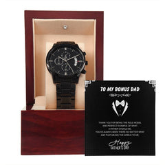 Black Chronograph Watch – To My Bonus Dad Gift Edition