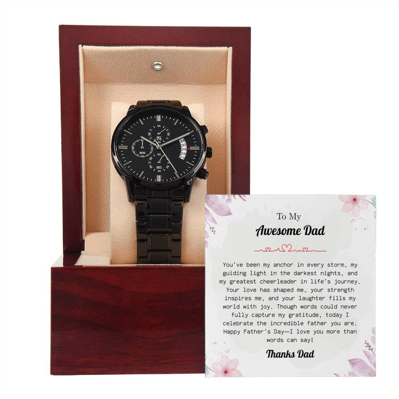 Luxury Black Chronograph Watch – To My Awesome Dad