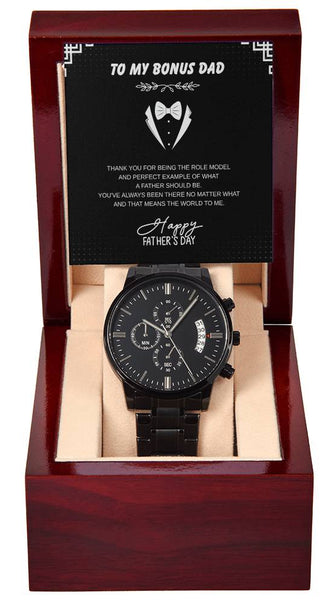 Black Chronograph Watch – To My Bonus Dad Gift Edition