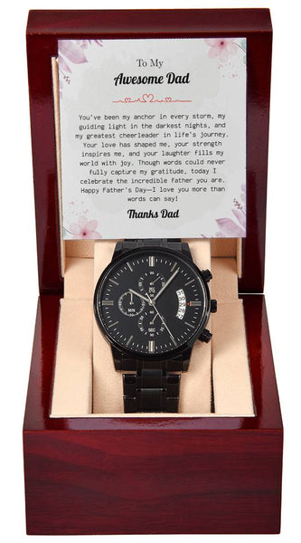 Luxury Black Chronograph Watch – To My Awesome Dad
