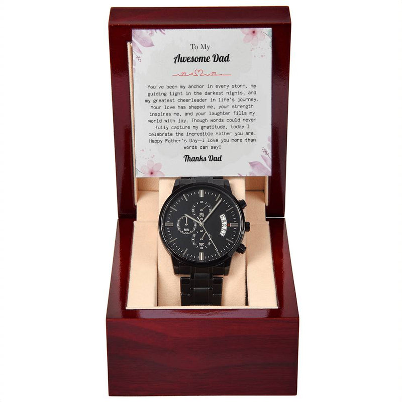 Luxury Black Chronograph Watch – To My Awesome Dad