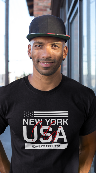 New York USA T-Shirt – Home of Freedom Patriotic 4th of July Tee