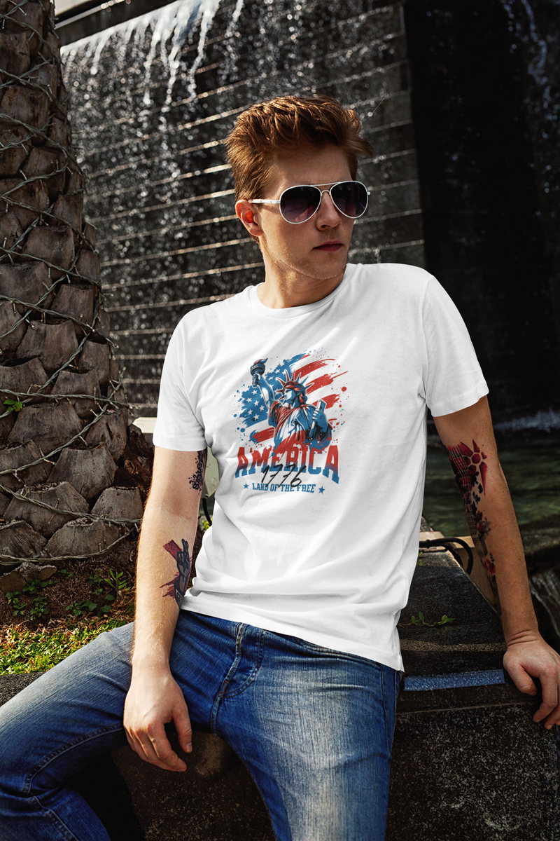 America 1776 T-Shirt – Land of the Free USA Patriotic Tee Unisex