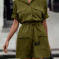 Tie Waist Collared Dress