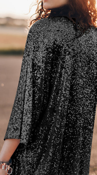 Sequin Open Front Duster Cardigan