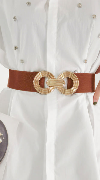 Geometric Buckle Elastic Wide Belt