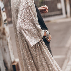 Sequin Open Front Duster Cardigan