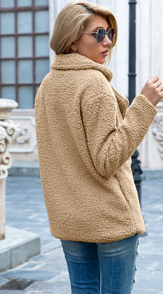 Full Size Lapel Collar Sherpa Coat