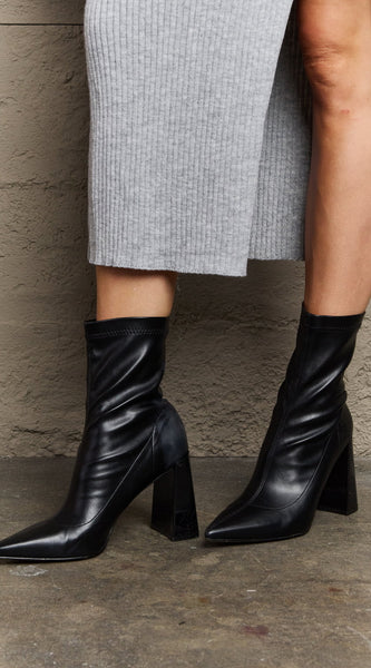 Weeboo Stacy Block Heel Sock Boots