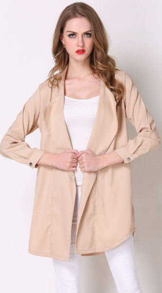Full Size Open Front Longline Trench Coat