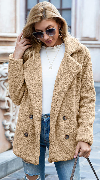 Full Size Lapel Collar Sherpa Coat