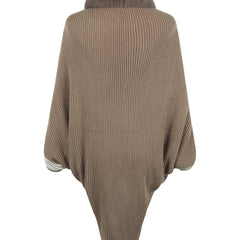 Striped Fringe Detail Long Sleeve Poncho