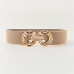 Geometric Buckle Elastic Wide Belt