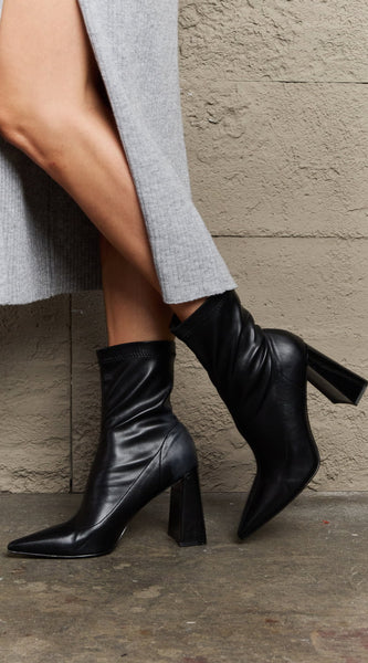 Weeboo Stacy Block Heel Sock Boots
