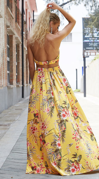 Halter Neck Split Dress