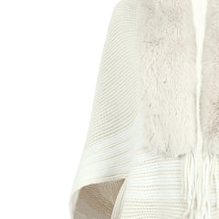 Striped Fringe Detail Long Sleeve Poncho