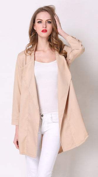 Full Size Open Front Longline Trench Coat