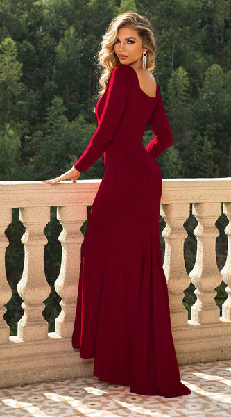 Square Neck Long Sleeve Dress