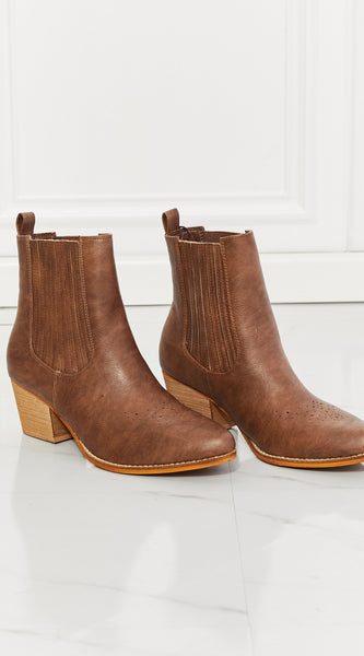 MMShoes Love the Journey Stacked Heel Chelsea Boot in Chestnut