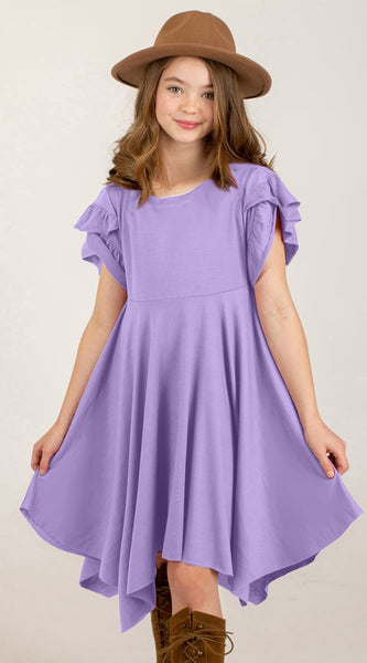 Round Neck Petal Sleeve Dress