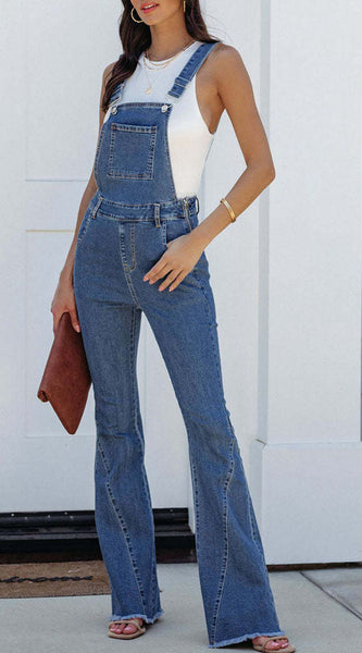 Raw Hem Denim Overall