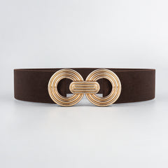 Geometric Buckle Elastic Wide Belt