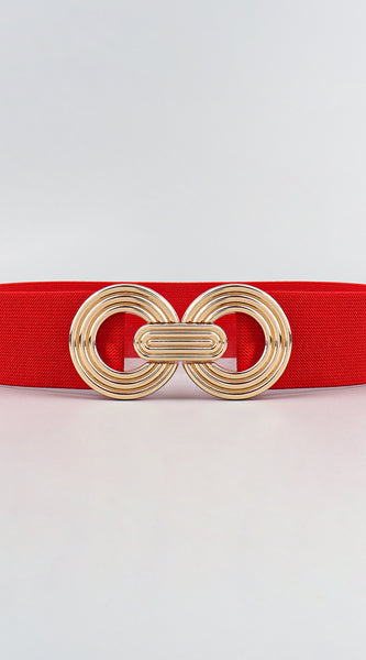 Geometric Buckle Elastic Wide Belt