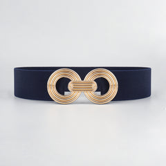 Geometric Buckle Elastic Wide Belt