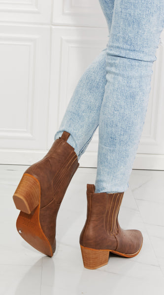 MMShoes Love the Journey Stacked Heel Chelsea Boot in Chestnut