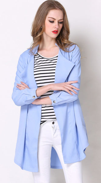 Full Size Open Front Longline Trench Coat