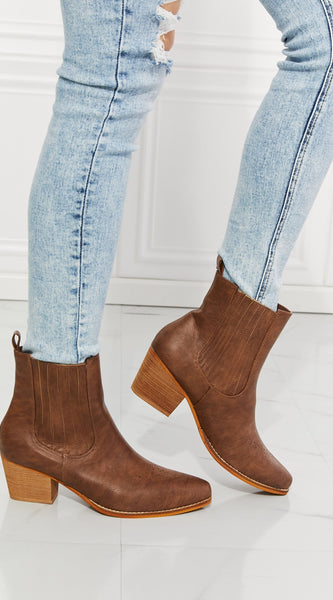 MMShoes Love the Journey Stacked Heel Chelsea Boot in Chestnut