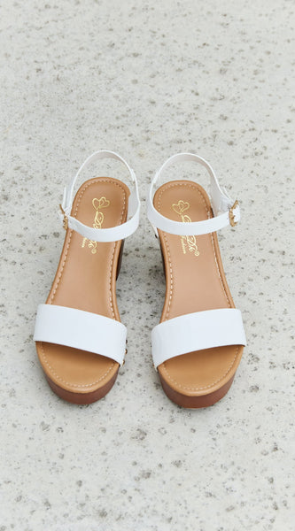 DDK Time After Time Wooden Platform Strap Heels