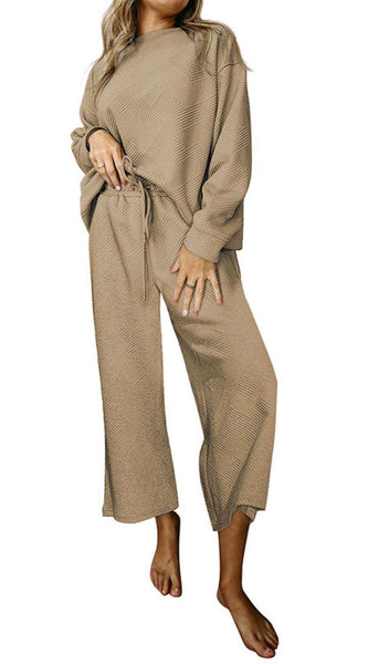 Dropped Shoulder Top and Pants Set