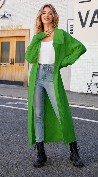 Full Size Collared Open Front Duster Cardigan