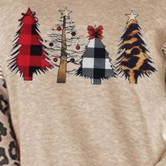 Christmas Tree Graphic Striped Long Sleeve Sweatshirt