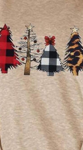 Christmas Tree Graphic Striped Long Sleeve Sweatshirt