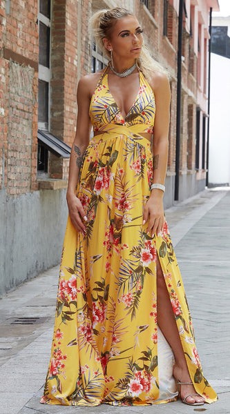 Halter Neck Split Dress