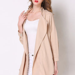 Full Size Open Front Longline Trench Coat