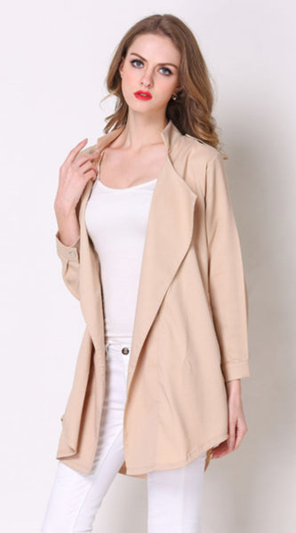 Full Size Open Front Longline Trench Coat