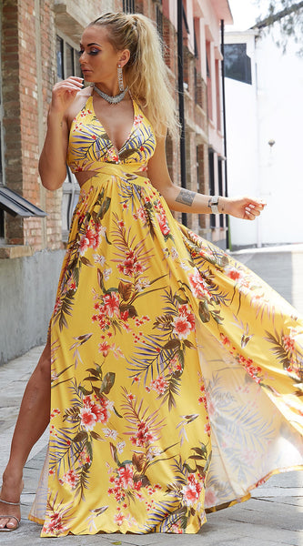 Halter Neck Split Dress