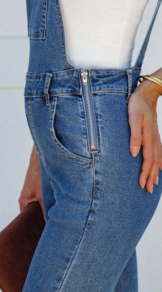 Raw Hem Denim Overall