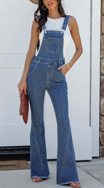 Raw Hem Denim Overall