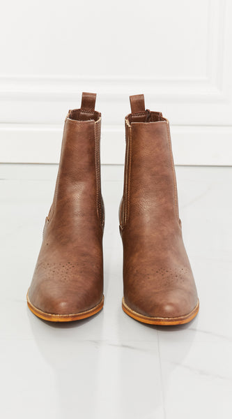 MMShoes Love the Journey Stacked Heel Chelsea Boot in Chestnut