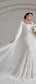 Faeriesty Elegant Square Neckline Long-Sleeve Mermaid Wedding Dress Bridal Gown with Sheer Organza Cape Detailing – Perfect for Church Ceremonies, Formal Galas, Destination Weddings, Luxurious Evening Receptions, and Grand Cathedral Celebrations