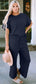 Double Take Full Size Texture Short Sleeve Top and Pants Set