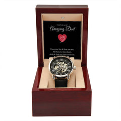 Men’s Skeleton Leather Watch – To My Amazing Dad Edition