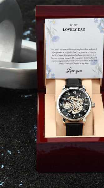 Luxury Skeleton Dial Watch – To My Lovely Dad Gift Set