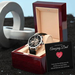 Men’s Skeleton Leather Watch – To My Amazing Dad Edition